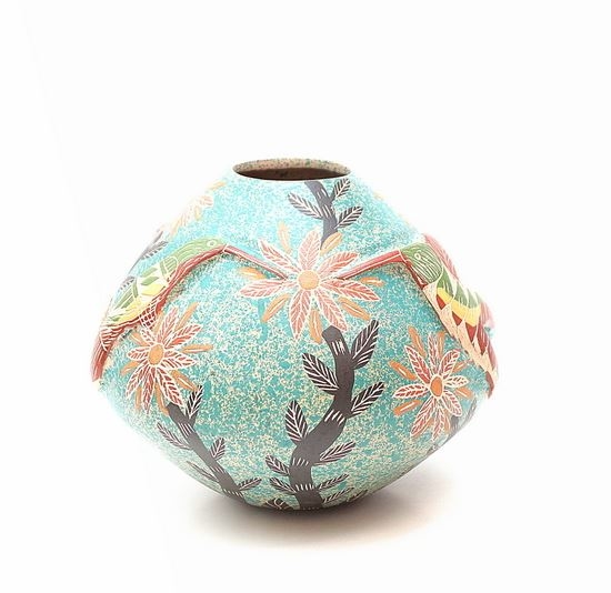 Hummingbird Pottery Vase