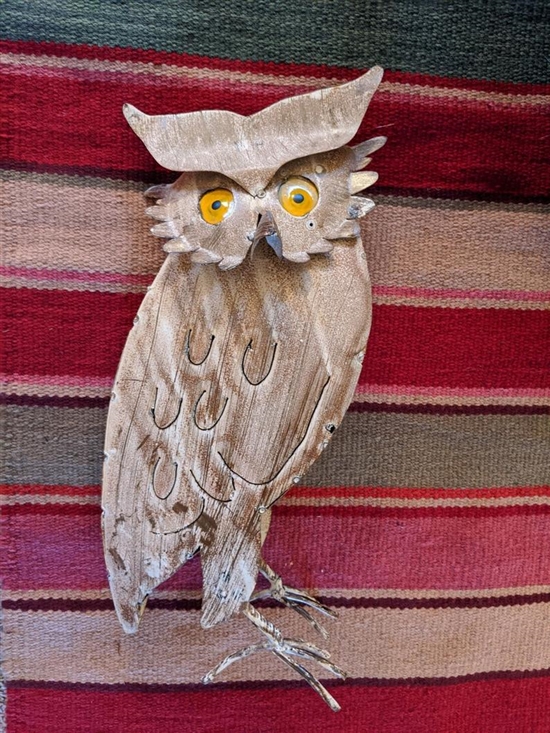 Owl Home Decor, Metal Owl Statue, Owl Decoration for Home, Metal Owl Yard Art, Metal Owl Sculpture, Owl Figurine Home Decor, Beige Owl